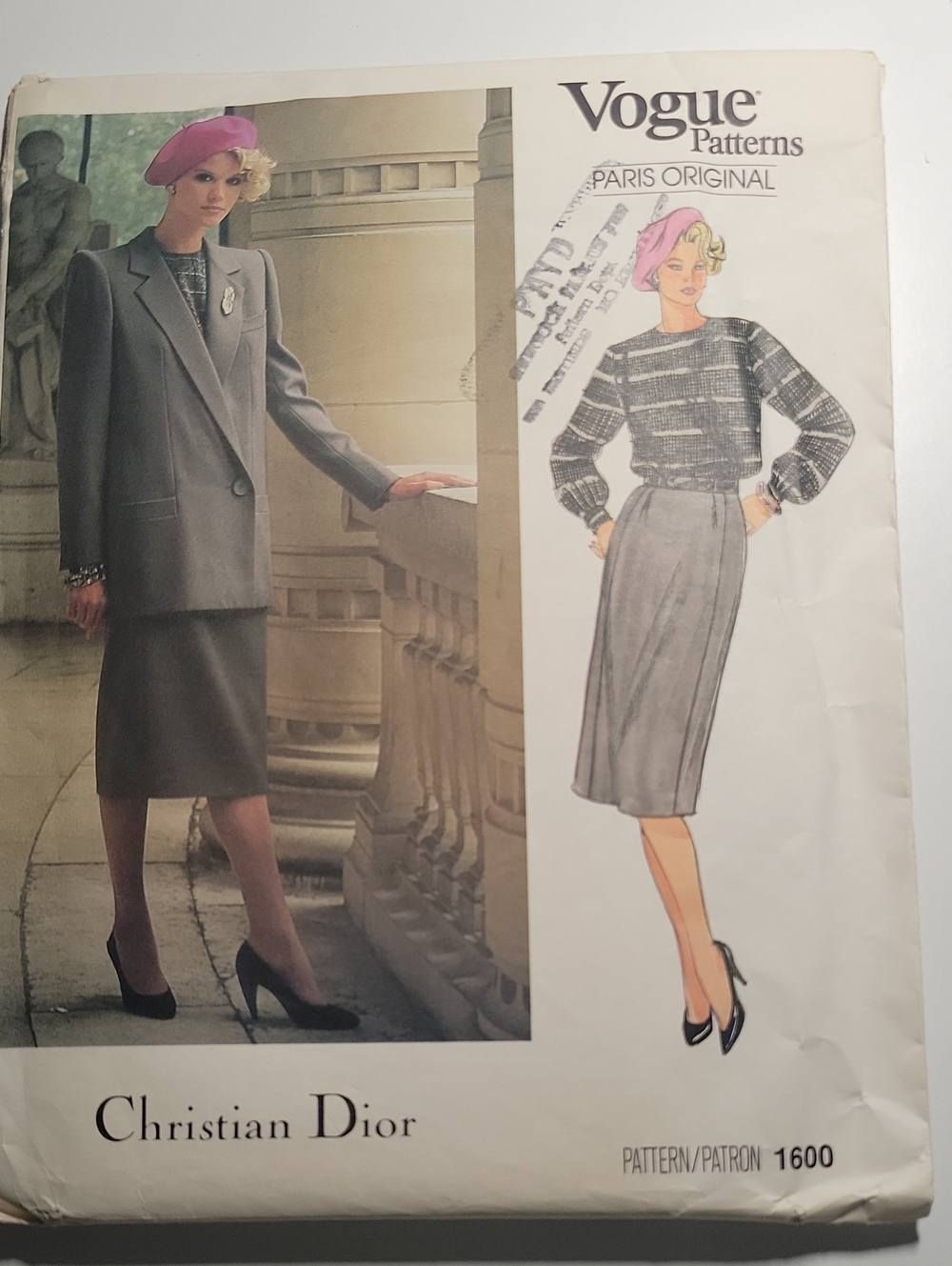 Vintage Vogue Paris Original #1600 Sewing Pattern, Size 10, UNCUT